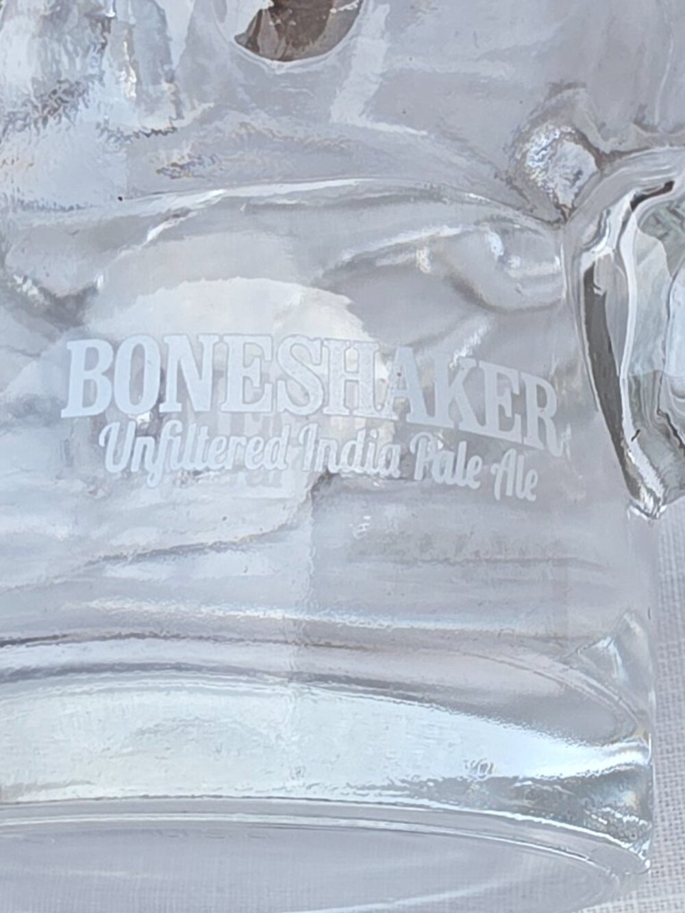 Boneshaker Unfiltered India Pale Ale Skull Glass Beer Mug Stein White Logo Print - Picture 9 of 11